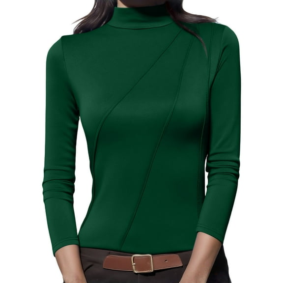 Womens Undershirts 3/4 Sleeve Mock Neck Base Layer Tunic Blouse Comfortable Casual Shirt Pullover Top