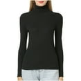 thumbnail image 1 of Womens Undershirts Knit Slim Fit Long Sleeve Turtleneck Base Layer Top Casual Comfortable Stretch Fall and Winter Outfits, 1 of 3