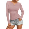 thumbnail image 1 of Womens Undershirts Ribbed Long Sleeve T Shirt Fall Slim Fit Basic Top Soft Stretch Knit Casual Tunic Blouse, 1 of 5