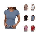 thumbnail image 1 of Womens Undershirts Short Sleeve Crewneck Slim Fit Plain T Shirts Spring Summer Basic Tops, 1 of 5