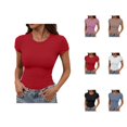 thumbnail image 1 of Womens Undershirts Short Sleeve Crewneck Slimming Plain T Shirts Spring Summer Basic Tops, 1 of 4