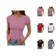 thumbnail image 1 of Womens Undershirts Short Sleeve Crewneck Slimming Plain T Shirts Spring Summer Basic Tops, 1 of 4