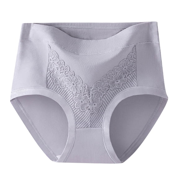 Womens Underwear 100% Cotton Plus Size High Waist Seamless Breathable Lace Stretch Lightweight Soft Hipster Panties M-3XL