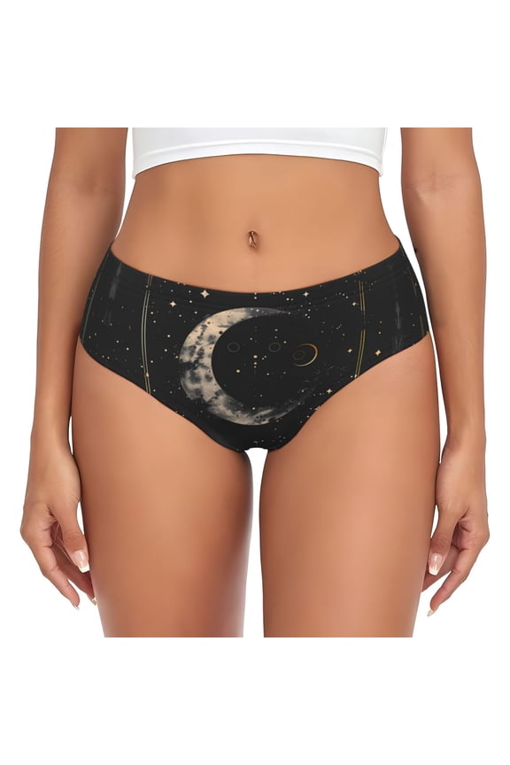 Womens Underwear - Abstract Starry Sky Moon No Show Seamless Underwear for Women, Stretch Women's Panties, Hipster Soft Comfort Ladies Panties Bikini Underwear Briefs