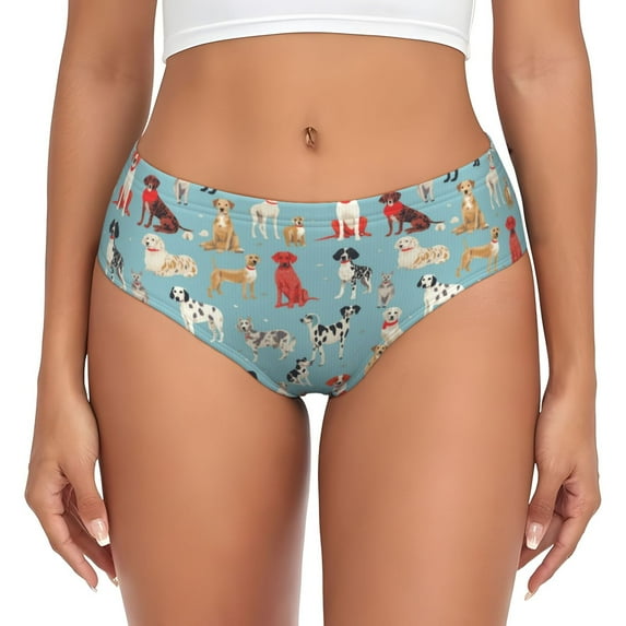 Womens Underwear - Animal Dog No Show Seamless Underwear for Women, Stretch Women's Panties, Hipster Soft Comfort Ladies Panties Bikini Underwear Briefs