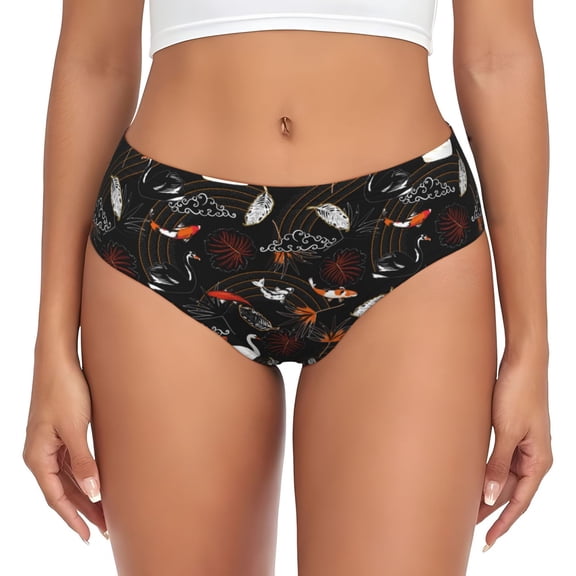 Womens Underwear - Animal Koi Fish No Show Seamless Underwear for Women, Stretch Women's Panties, Hipster Soft Comfort Ladies Panties Bikini Underwear Briefs