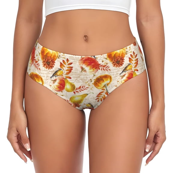 Womens Underwear - Autumn With Birds No Show Seamless Underwear for Women, Stretch Women's Panties, Hipster Soft Comfort Ladies Panties Bikini Underwear Briefs