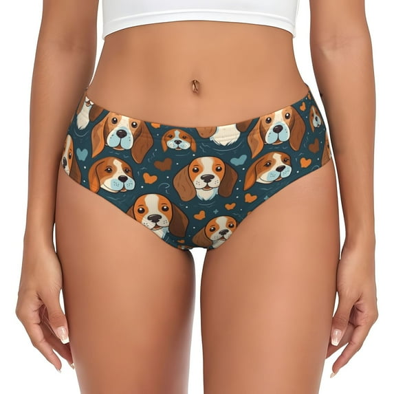 Womens Underwear Beagle Dog heart Cuteness No Show Seamless Underwear for Women, Soft Stretch Women's Panties, Hipster Ladies Panties Bikini Underwear Briefs