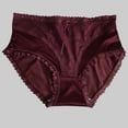 thumbnail image 1 of Womens Underwear Bikini Women's Lace Underwear Mid-Waisted Ice Silk Full Cover Underwear Soft Satin High Waisted Panties Lightweight Breathable Underpant Briefs Cute Panties Wine M, 1 of 4