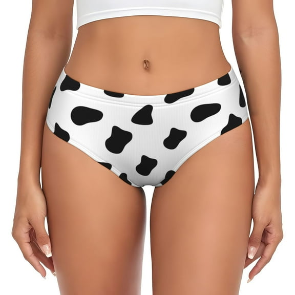 Womens Underwear - Black White Cow Print No Show Seamless Underwear for Women, Soft Sexy Stretch Women's Panties, Hipster Ladies Panties Bikini Underwear Briefs