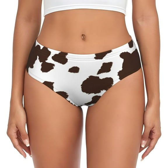 Womens Underwear - Brown Cow No Show Seamless Underwear for Women, Stretch Women's Panties, Hipster Soft Comfort Ladies Panties Bikini Underwear Briefs