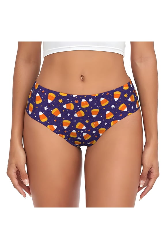 Womens Underwear - Candy Corn (2) No Show Seamless Underwear for Women, Stretch Women's Panties, Hipster Soft Comfort Ladies Panties Bikini Underwear Briefs