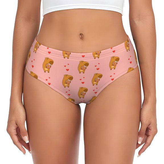 Womens Underwear - Capybaras Donut No Show Seamless Underwear for Women, Stretch Women's Panties, Hipster Soft Comfort Ladies Panties Bikini Underwear Briefs