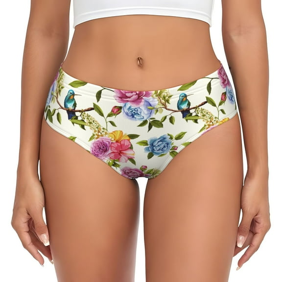 Womens Underwear - Carnation Hummingbird No Show Seamless Underwear for Women, Stretch Women's Panties, Hipster Soft Comfort Ladies Panties Bikini Underwear Briefs