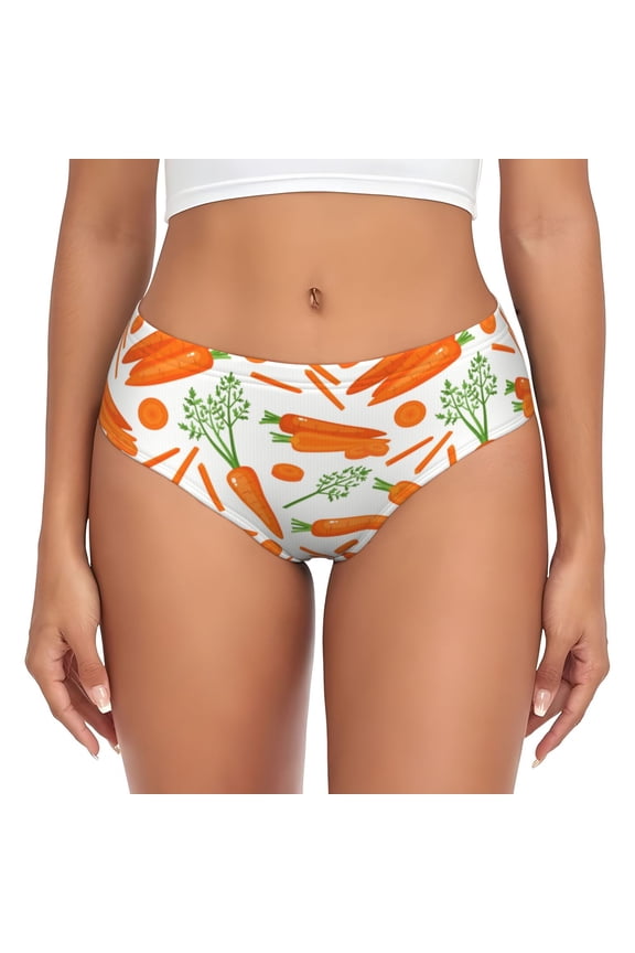 Womens Underwear - Carrot slices sticks No Show Seamless Underwear for Women, Stretch Women's Panties, Hipster Soft Comfort Ladies Panties Bikini Underwear Briefs
