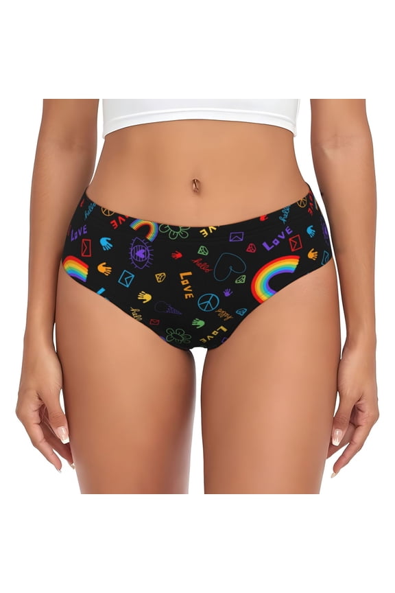 Womens Underwear - Cartoon Pride Lgbt No Show Seamless Underwear for Women, Stretch Women's Panties, Hipster Soft Comfort Ladies Panties Bikini Underwear Briefs