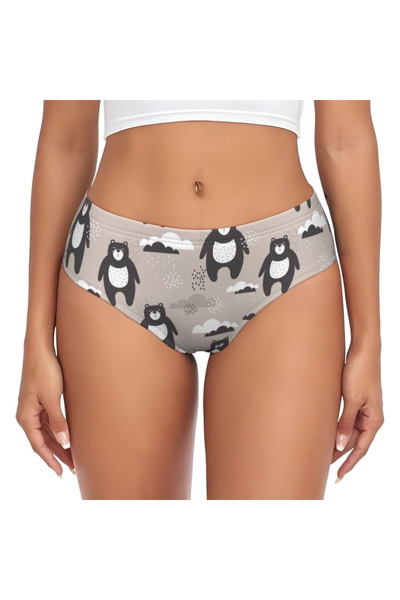Womens Underwear - Cartoon bear brown No Show Seamless Underwear for Women, Stretch Women's Panties, Hipster Soft Comfort Ladies Panties Bikini Underwear Briefs