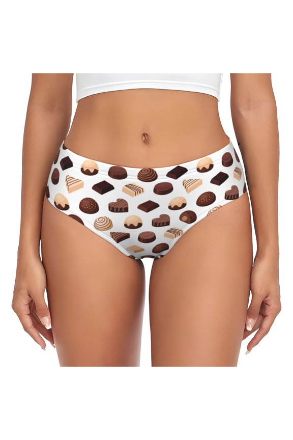 Womens Underwear - Chocolate Pattern No.9059 No Show Seamless Underwear for Women, Stretch Women's Panties, Hipster Soft Comfort Ladies Panties Bikini Underwear Briefs