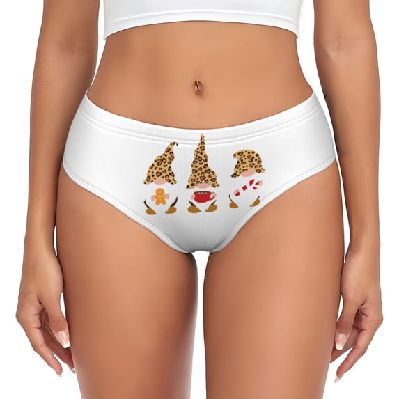 Womens Underwear Christmas Gnomes In Leopard Cuteness No Show Seamless Underwear for Women, Soft Stretch Women's Panties, Hipster Ladies Panties Bikini Underwear Briefs