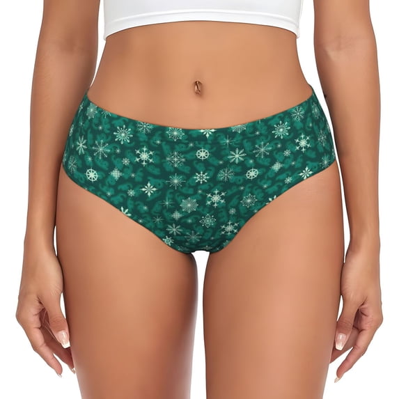 Womens Underwear - Christmas Snowflakes No Show Seamless Underwear for Women, Stretch Women's Panties, Hipster Soft Comfort Ladies Panties Bikini Underwear Briefs