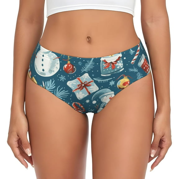 Womens Underwear - Christmas Snowman Gift No Show Seamless Underwear for Women, Stretch Women's Panties, Hipster Soft Comfort Ladies Panties Bikini Underwear Briefs