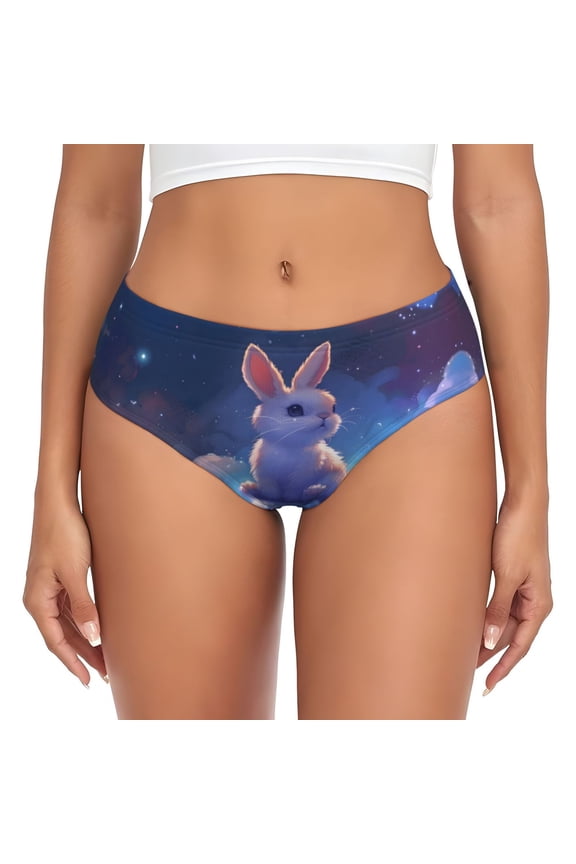 Womens Underwear - Cloud Cute Rabbit No Show Seamless Underwear for Women, Stretch Women's Panties, Hipster Soft Comfort Ladies Panties Bikini Underwear Briefs