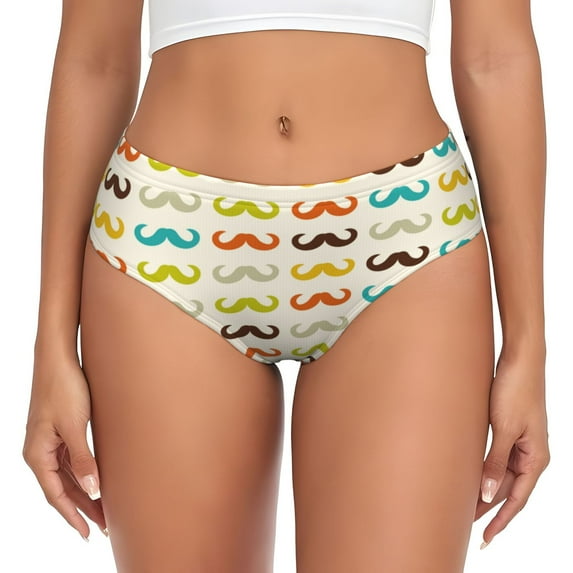 Womens Underwear Colorful Mustache Cuteness No Show Seamless Underwear for Women, Soft Stretch Women's Panties, Hipster Ladies Panties Bikini Underwear Briefs