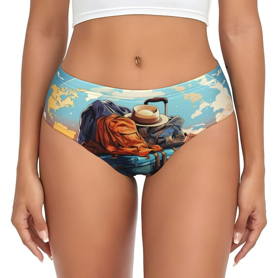 Womens Underwear - Colorful Travel Luggage Gear No Show Seamless Underwear for Women, Soft Stretch Womens Panties, Hipster Ladies Panties Bikini Underwear Briefs