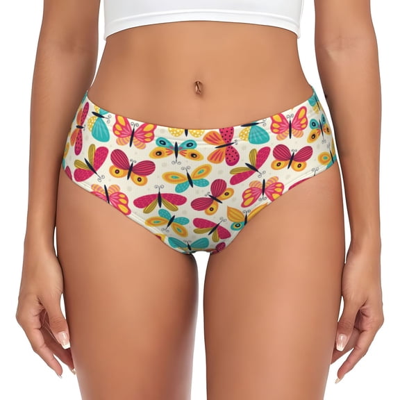 Womens Underwear - Colorful butterflies A No Show Seamless Underwear for Women, Stretch Women's Panties, Hipster Soft Comfort Ladies Panties Bikini Underwear Briefs