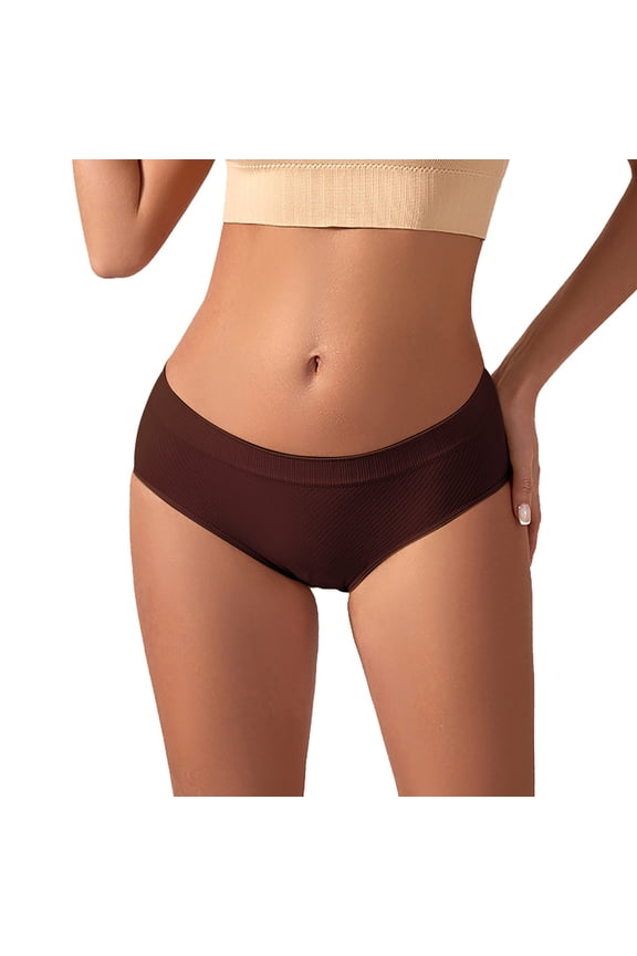 Womens Underwear Conservative Mid Waist Briefs Thin Seamless Head