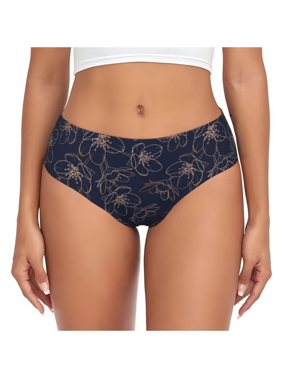Womens Underwear - Copper-Gold Gloss Outline berry No Show Seamless Underwear for Women, Stretch Women's Panties, Hipster Soft Comfort Ladies Panties Bikini Underwear Briefs