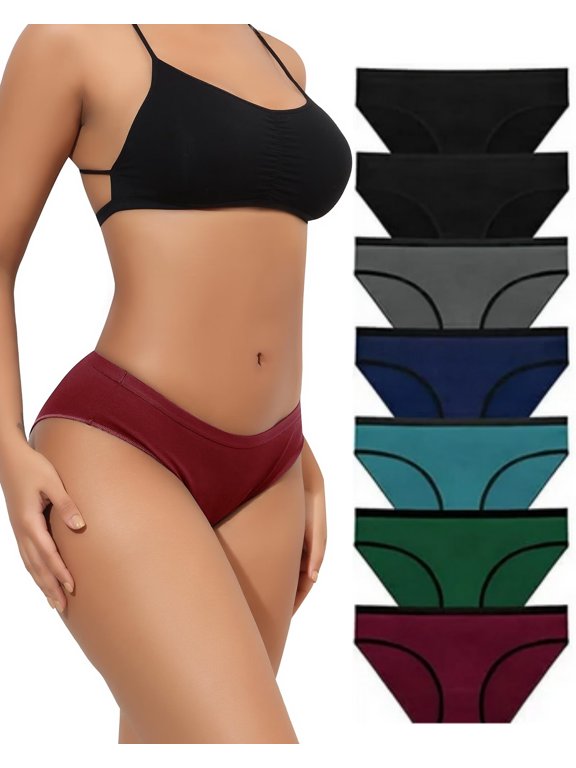 Womens Underwear Cotton Bikini Panties Half Back Coverage Panty Breathable High Cut Plus Size Briefs Multipack