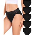 thumbnail image 1 of Womens Underwear Cotton Bikini Panties High Cut Lace Panty Stretch Hipster Underpants Ladies Briefs S-XXL, 1 of 8