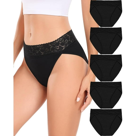 Womens Underwear Cotton Bikini Panties High Cut Lace Panty Stretch Hipster Underpants Ladies Briefs S-XXL