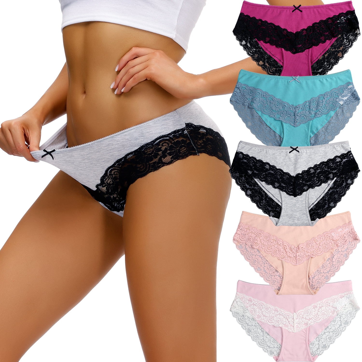 AYMEFF Cotton Underwear for Women Lace Bikini Panties Soft Stretch Hipster Breathable  Briefs 5-Pack(Light3,S) : : Clothing, Shoes & Accessories