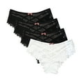 thumbnail image 1 of Womens Underwear Cotton Briefs 4pc Panties for Women Lace Thong Lace Breathable Underwear Scallop Thongs Ladies Plus Size Underpant Briefs Women's Shapewear Control Panties White 3XL, 1 of 7