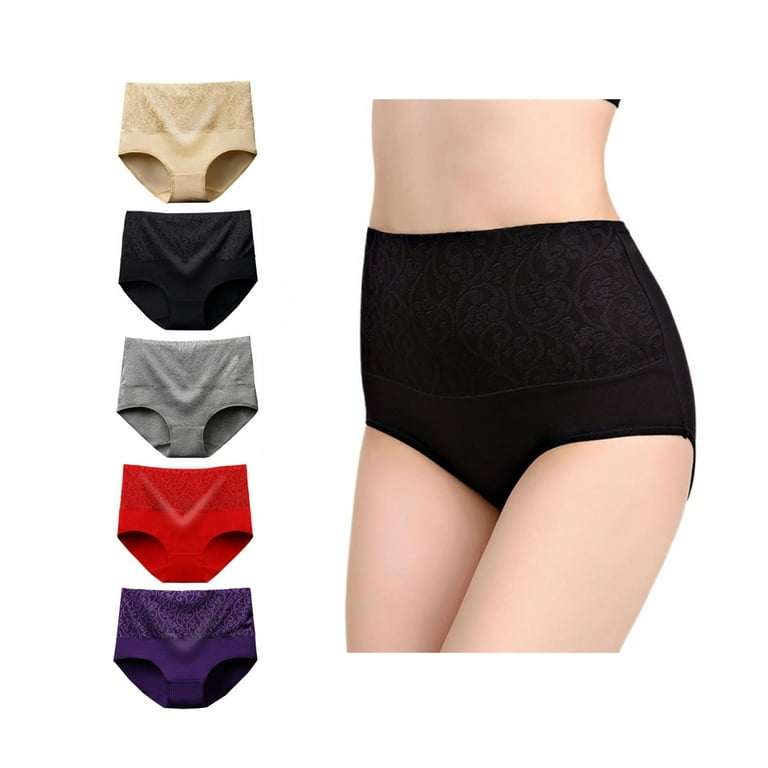 Womens Underwear,Cotton High Waist Underwear for Women Full Coverage Soft Comfortable  Briefs Panty Multipack - 5 Pack 