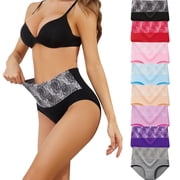 Womens Underwear Cotton Tummy Control High Waisted Underwear Soft Breathable Full Coverage Panties 8pack
