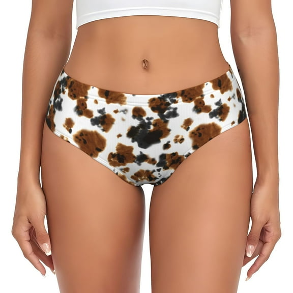 Womens Underwear - Cow Tie Dye No Show Seamless Underwear for Women, Stretch Women's Panties, Hipster Soft Comfort Ladies Panties Bikini Underwear Briefs