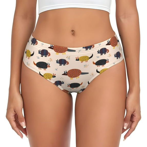 Womens Underwear - Cute Armadillo1 No Show Seamless Underwear for Women, Stretch Women's Panties, Hipster Soft Comfort Ladies Panties Bikini Underwear Briefs