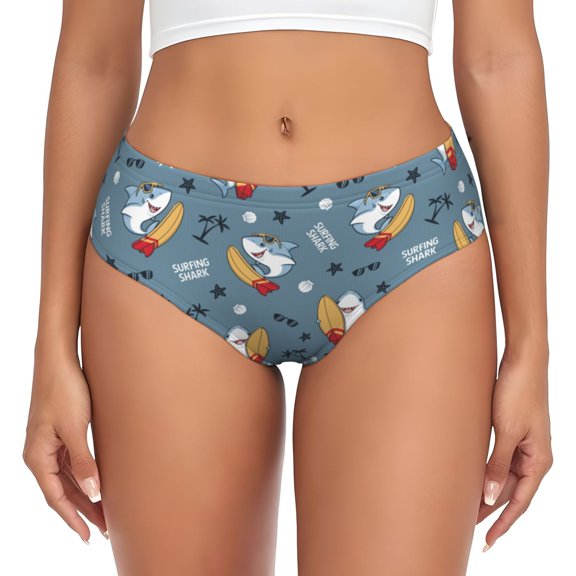 Womens Underwear - Surf shark No Show Seamless Underwear for Women, Stretch Women's Panties, Hipster Soft Comfort Ladies Panties Bikini Underwear Briefs