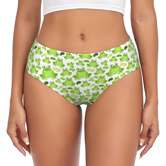 Womens Underwear - Cute Frogs No Show Seamless Underwear for Women, Stretch Women's Panties, Hipster Soft Comfort Ladies Panties Bikini Underwear Briefs