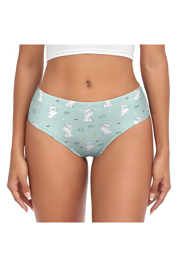 Womens Underwear - Cute Glasses Rabbit Flower No Show Seamless Underwear for Women, Stretch Women's Panties, Hipster Soft Comfort Ladies Panties Bikini Underwear Briefs
