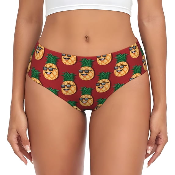 Womens Underwear Cute Pineapple A Cuteness No Show Seamless Underwear for Women, Soft Stretch Women's Panties, Hipster Ladies Panties Bikini Underwear Briefs