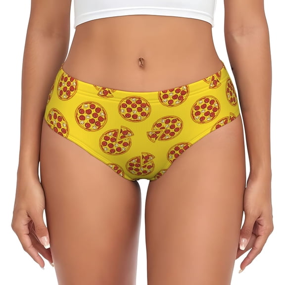 Womens Underwear - Cute Pizza Sausage Tomato No Show Seamless Underwear for Women, Stretch Women's Panties, Hipster Soft Comfort Ladies Panties Bikini Underwear Briefs