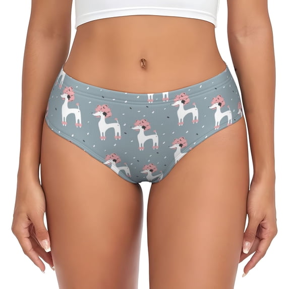 Womens Underwear Cute Poodle Dog Funny Gray Cuteness No Show Seamless Underwear for Women, Soft Stretch Women's Panties, Hipster Ladies Panties Bikini Underwear Briefs