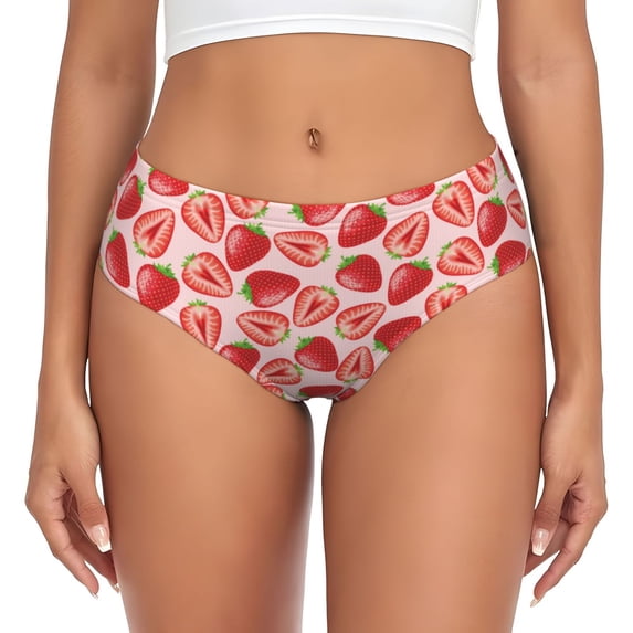 Womens Underwear Cute Strawberry B Cuteness No Show Seamless Underwear for Women, Soft Stretch Women's Panties, Hipster Ladies Panties Bikini Underwear Briefs