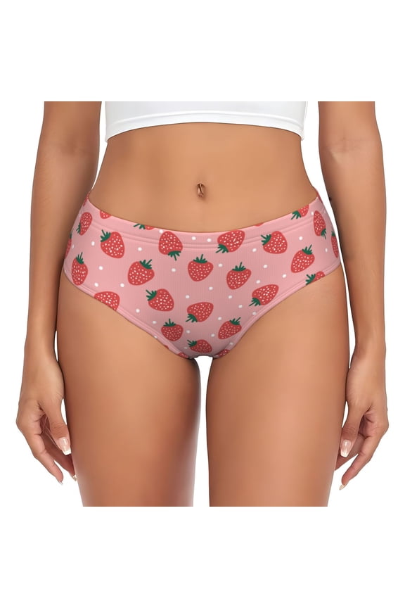Womens Underwear - Cute Strawberry Starry Sky Pink No Show Seamless Underwear for Women, Stretch Women's Panties, Hipster Soft Comfort Ladies Panties Bikini Underwear Briefs