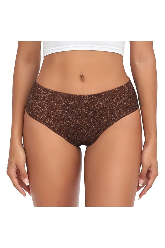 Womens Underwear - Dark Brown Glitter No Show Seamless Underwear for Women, Stretch Women's Panties, Hipster Soft Comfort Ladies Panties Bikini Underwear Briefs