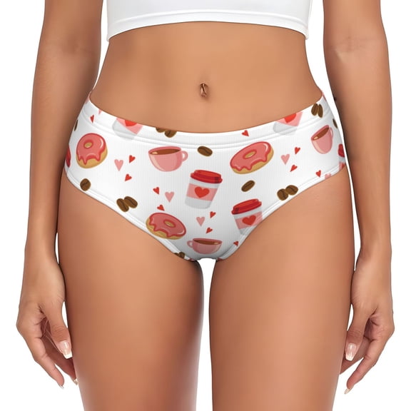 Womens Underwear - Donut coffee No Show Seamless Underwear for Women, Stretch Women's Panties, Hipster Soft Comfort Ladies Panties Bikini Underwear Briefs
